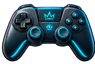 Game controller with cyan accents