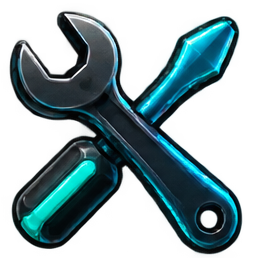 Teal screwdriver and metallic wrench